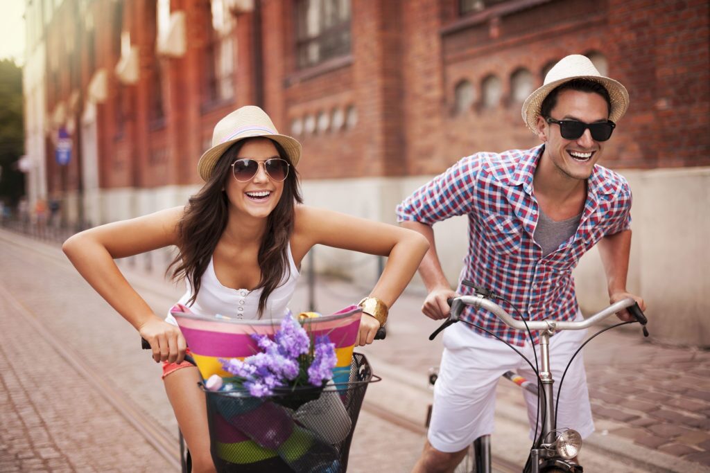 couple riding bike