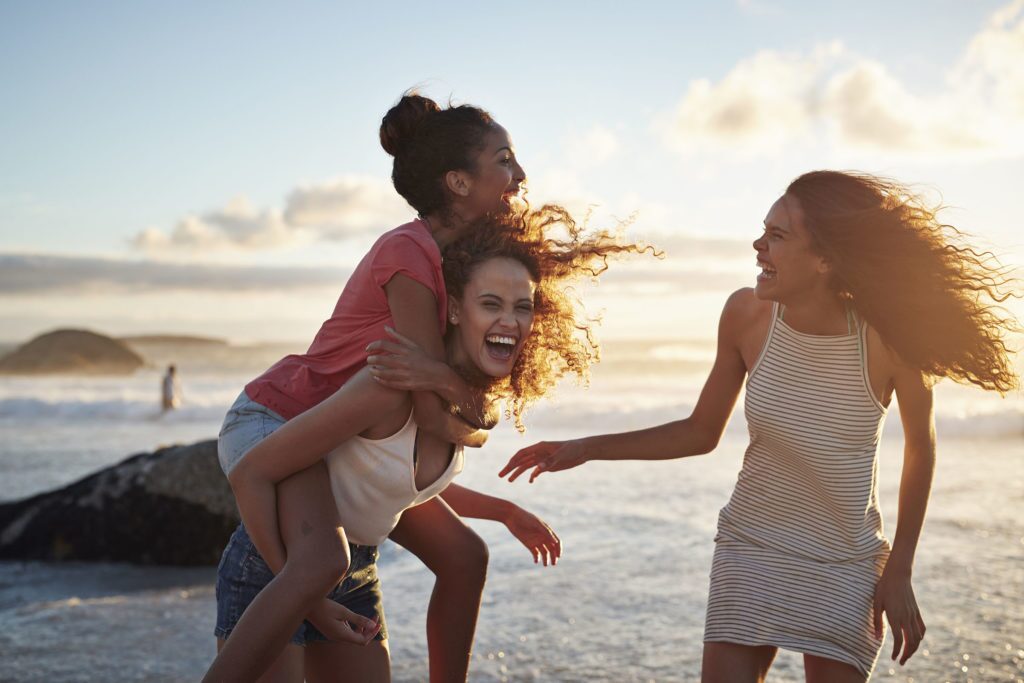 group of friends at beach